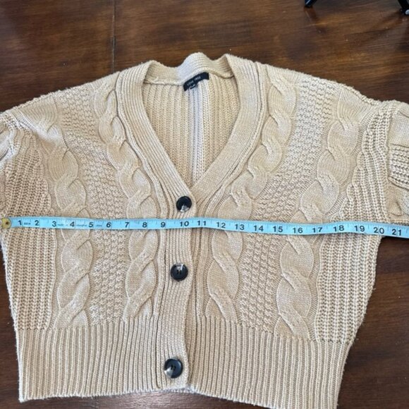 Love Tree Womens Cozy Cable Knit Crop Cardigan Sweater Medium Cream Cozy - Picture 3 of 11